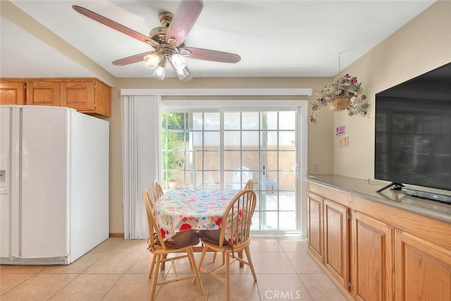 1842 Fern Hollow Dr, Diamond Bar, CA 91765 - dining area with light tile patterned floors and a ceiling fan