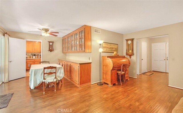 1842 Fern Hollow Dr, Diamond Bar, CA 91765 - dining area featuring ceiling fan and light wood-style flooring
