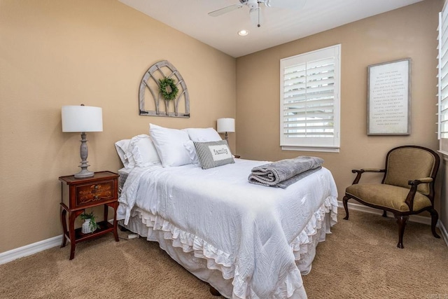 5146 Delaney Ct, Carlsbad, CA 92008 - carpeted bedroom featuring multiple windows, ceiling fan, and recessed lighting