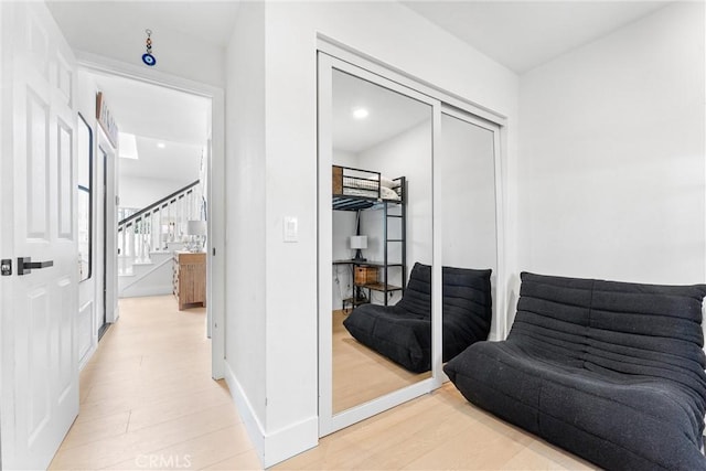 3208 Calle Grande, San Clemente, CA 92672 - hall with stairs and light wood-style flooring
