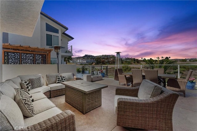 3208 Calle Grande, San Clemente, CA 92672 - patio terrace at dusk featuring outdoor lounge area, outdoor dining area, and a patio