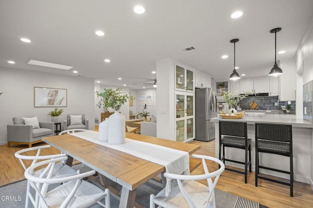 4071 Doane St, Ventura, CA 93003 - dining space featuring light wood-style flooring, recessed lighting, and ceiling fan