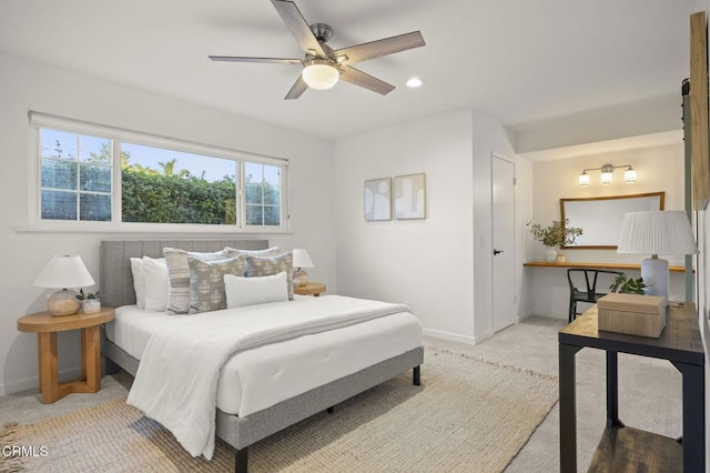 4071 Doane St, Ventura, CA 93003 - bedroom featuring light carpet, ceiling fan, and recessed lighting