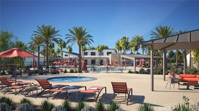 36342 Warren Dr, Palm Desert, CA 92211 - community pool with a patio and a hot tub