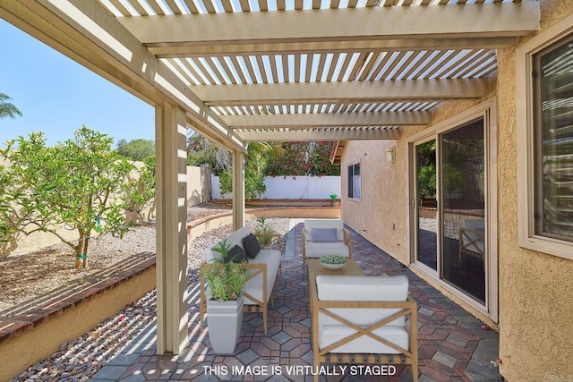 932 Alyssum Rd, Carlsbad, CA 92011 - fenced backyard with a patio area, a pergola, and an outdoor hangout area