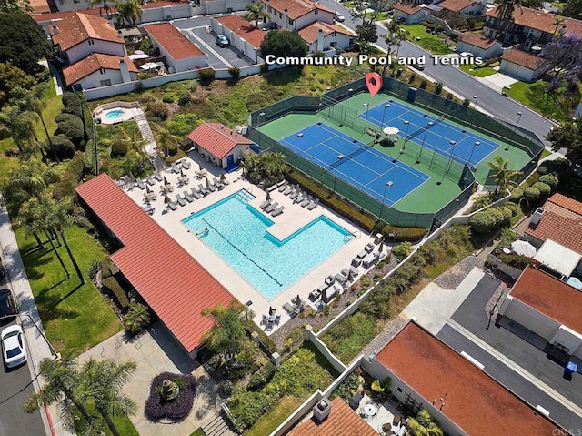 932 Alyssum Rd, Carlsbad, CA 92011 - aerial perspective of suburban area featuring a pool area