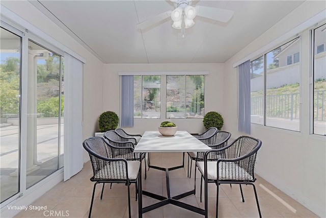 2768 Somerset Pl, Rowland Heights, CA 91748 - dining area with plenty of natural light, light tile patterned floors, and a ceiling fan