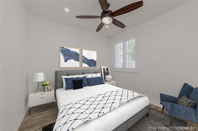 2768 Somerset Pl, Rowland Heights, CA 91748 - bedroom featuring wood finished floors, recessed lighting, and a ceiling fan