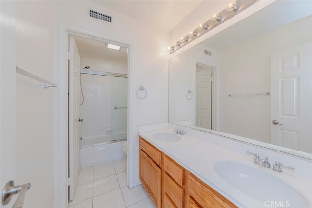 2768 Somerset Pl, Rowland Heights, CA 91748 - full bath featuring tile patterned floors, double vanity, and enclosed tub / shower combo