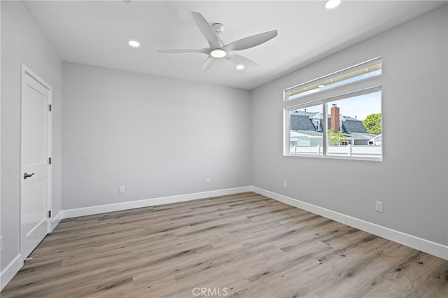 11128 Stamy Rd, Whittier, CA 90604 - unfurnished room featuring recessed lighting, light wood-style flooring, and ceiling fan