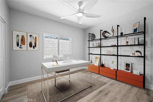 11128 Stamy Rd, Whittier, CA 90604 - office with wood finished floors and ceiling fan