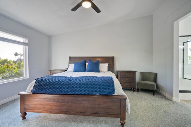 5232 Palmera Dr, Oceanside, CA 92056 - carpeted bedroom featuring ensuite bath and ceiling fan