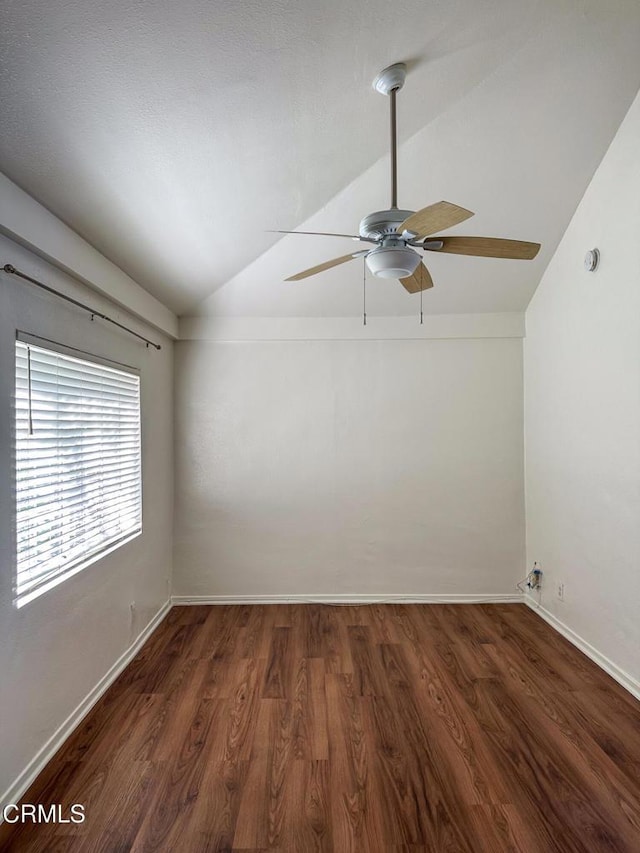 980 N Hoover St, Los Angeles, CA 90029 - spare room featuring vaulted ceiling, a ceiling fan, and wood finished floors