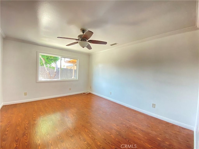 3759 Ahern Dr, Baldwin Park, CA 91706 - empty room featuring crown molding, ceiling fan, and wood finished floors