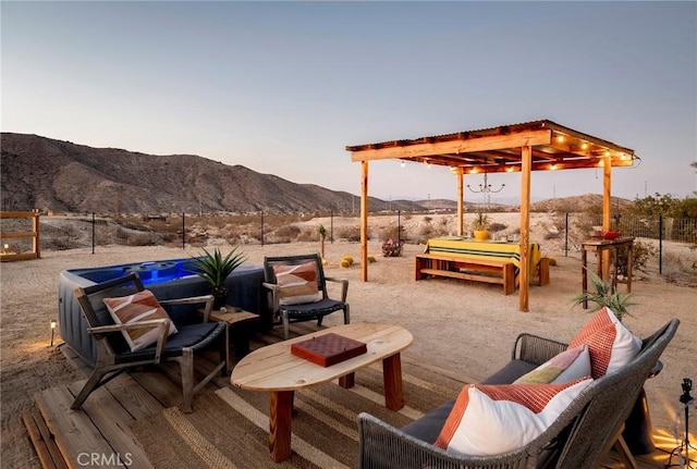 67712 Whitmore Rd Unit 29, Palms, CA 92277 - view of patio / terrace featuring a mountain view, a pergola, and a pool