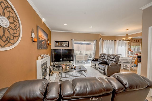 13421 Hubbard St Unit 119, Sylmar, CA 91342 - living area with ornamental molding and recessed lighting