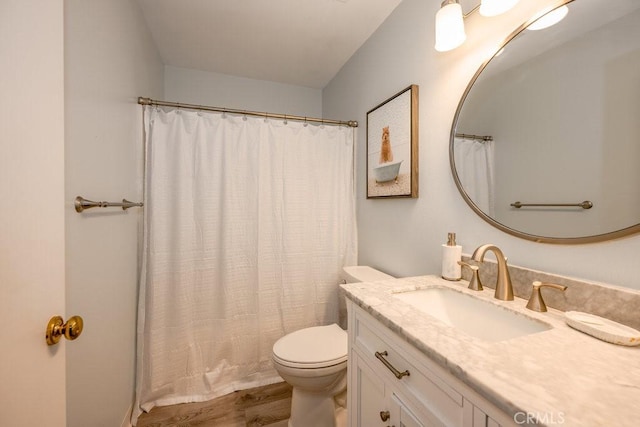 13421 Hubbard St Unit 119, Sylmar, CA 91342 - bathroom with vanity, wood finished floors, and curtained shower