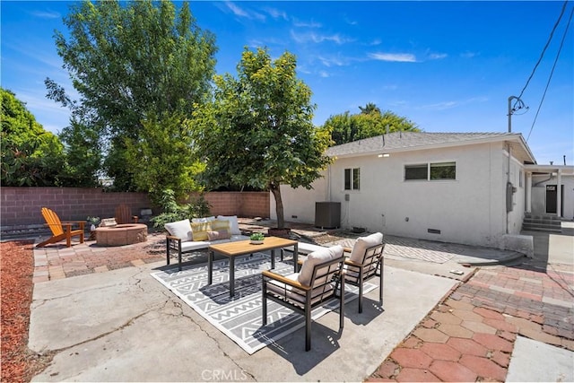 20832 Halldale Ave, Torrance, CA 90501 - view of patio featuring an outdoor living space with a fire pit