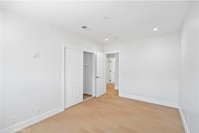 20832 Halldale Ave, Torrance, CA 90501 - unfurnished bedroom with light wood-type flooring, recessed lighting, and a closet