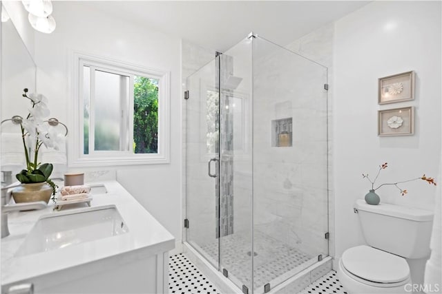 20832 Halldale Ave, Torrance, CA 90501 - bathroom featuring double vanity, a stall shower, and tile patterned flooring