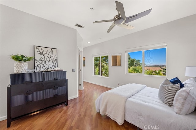 210 N Stage Coach Ln, Fallbrook, CA 92028 - bedroom with wood finished floors, a ceiling fan, and recessed lighting
