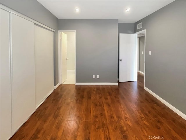 14560 Clark St Unit 202, Sherman Oaks, CA 91411 - unfurnished bedroom featuring wood finished floors, a closet, and recessed lighting