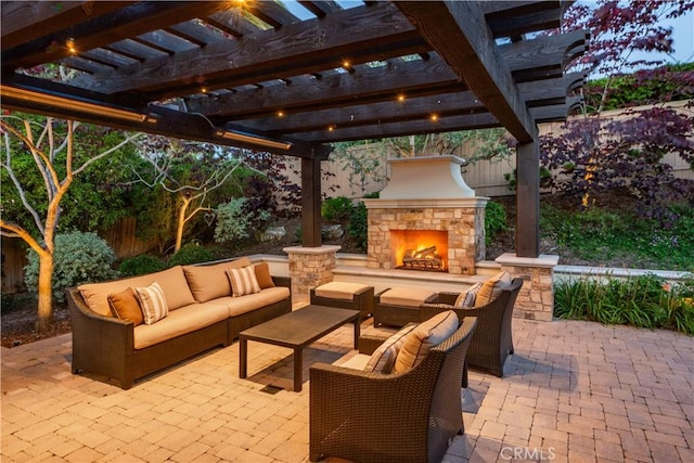 869 Rincon Ln, Palos Verdes Estates, CA 90274 - fenced backyard featuring an outdoor living space with a fireplace and a patio area