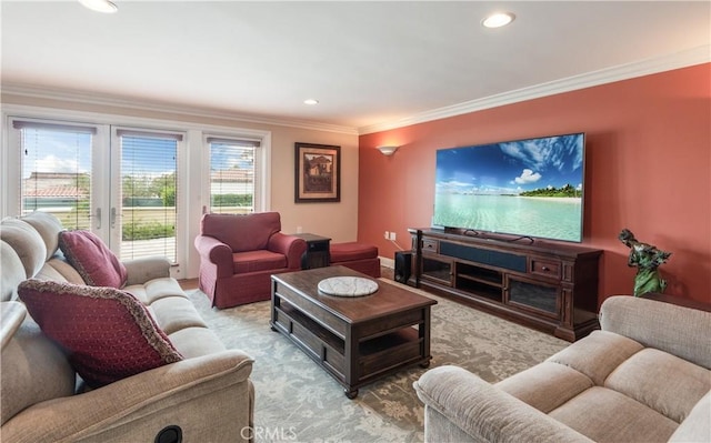 869 Rincon Ln, Palos Verdes Estates, CA 90274 - living area featuring ornamental molding and recessed lighting