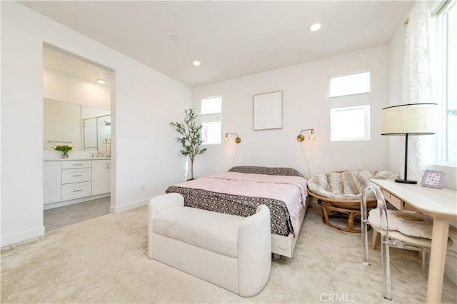 251 Sash, Irvine, CA 92618 - bedroom featuring light carpet, multiple windows, recessed lighting, and ensuite bath