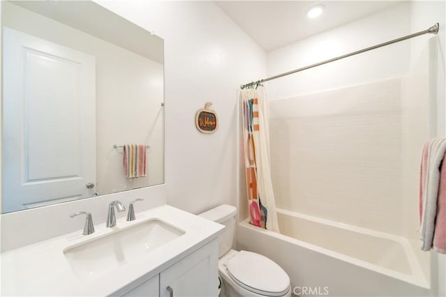 251 Sash, Irvine, CA 92618 - bathroom featuring shower / tub combo with curtain, vanity, and recessed lighting