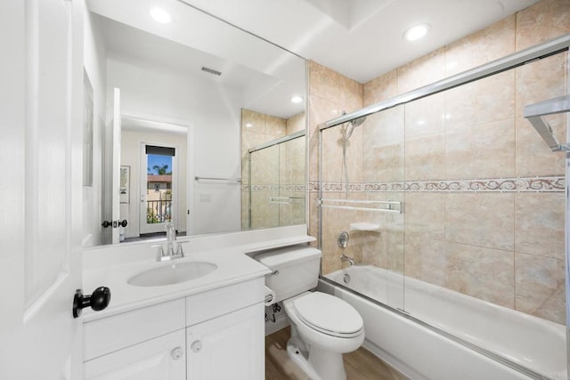 2814 Rambling Vista Rd, Chula Vista, CA 91915 - full bath featuring vanity, shower / bath combination with glass door, and recessed lighting