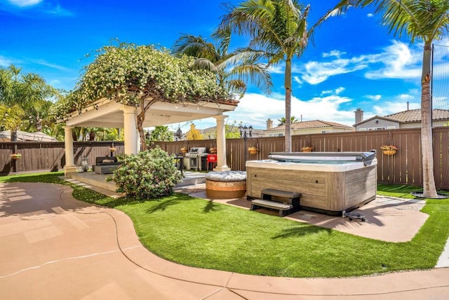 2814 Rambling Vista Rd, Chula Vista, CA 91915 - fenced backyard featuring a hot tub, a patio, and a gazebo