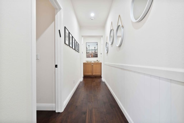 2814 Rambling Vista Rd, Chula Vista, CA 91915 - hallway featuring dark wood-style floors and baseboards