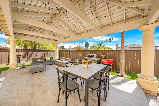 2814 Rambling Vista Rd, Chula Vista, CA 91915 - fenced backyard with a patio, outdoor lounge area, and outdoor dining area
