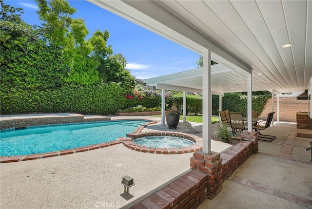2146 N Brower St, Simi Valley, CA 93065 - view of swimming pool with a patio area, a fenced backyard, and a pool with connected hot tub