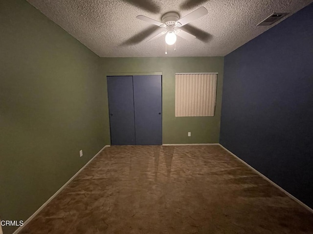 109 B St, Fillmore, CA 93015 - unfurnished bedroom featuring a textured ceiling, carpet floors, a closet, and a ceiling fan
