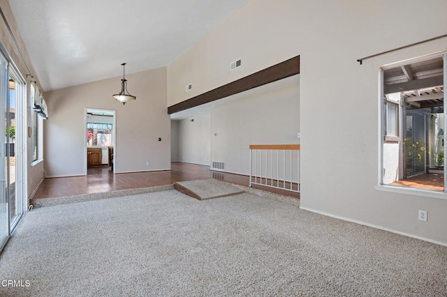 1310 Anza Ct, Oxnard, CA 93035 - unfurnished living room featuring carpet and lofted ceiling