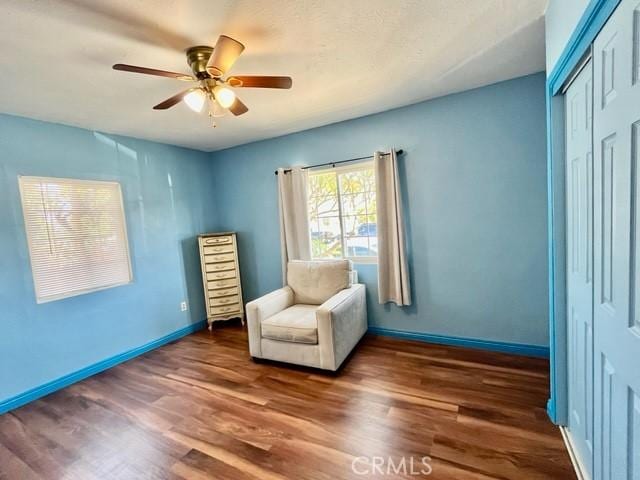 430 W 19th St, San Pedro, CA 90731 - sitting room with wood finished floors and ceiling fan