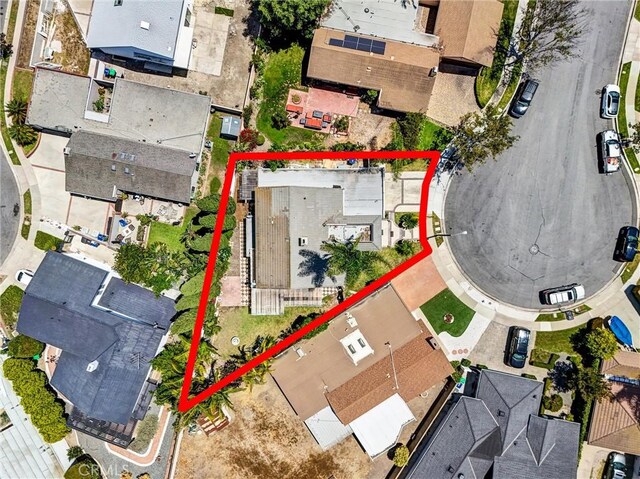 3486 Santa Clara Cir, Costa Mesa, CA 92626 - aerial view of residential area featuring property boundaries highlighted