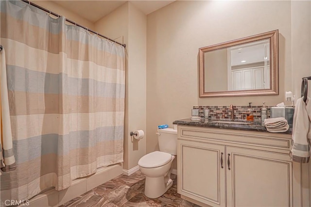22348 Driftwood Ct, Saugus, CA 91350 - full bath featuring marble finish floors, vanity, and tasteful backsplash