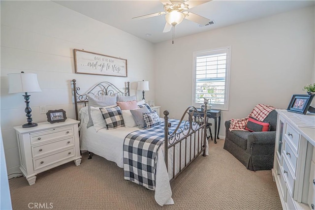 22348 Driftwood Ct, Saugus, CA 91350 - bedroom featuring light carpet and ceiling fan