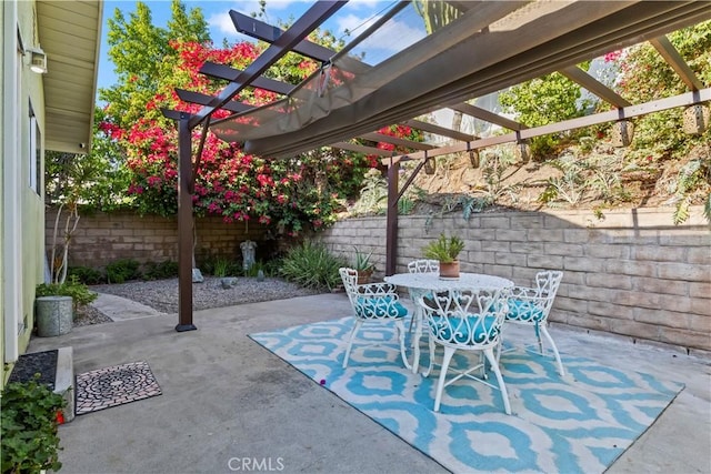13232 Lorca Rd, La Mirada, CA 90638 - fenced backyard with outdoor dining space, a pergola, and a patio