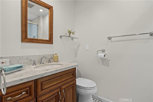 13232 Lorca Rd, La Mirada, CA 90638 - bathroom with vanity and a shower with door