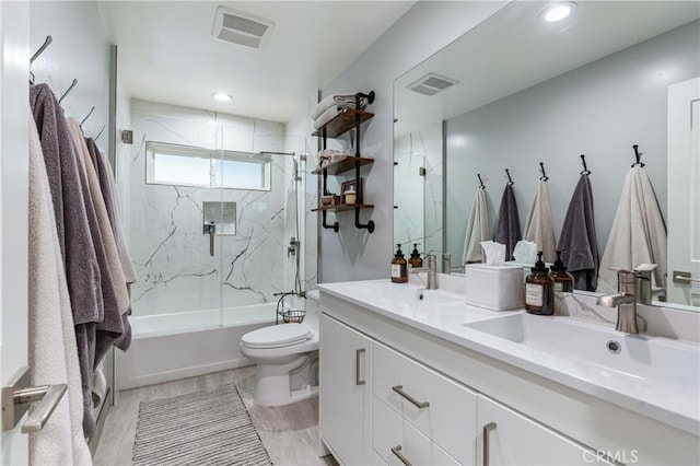 95 Buckskin Rd, Bell Canyon, CA 91307 - bathroom with double vanity, recessed lighting, and bath / shower combo with glass door