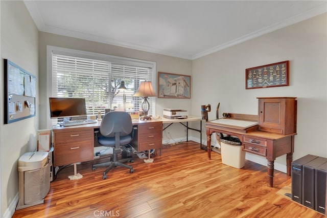 1428 N Erin Ave, Upland, CA 91786 - office area featuring crown molding and light wood-style floors