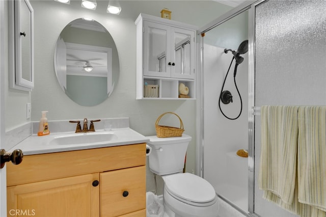 1428 N Erin Ave, Upland, CA 91786 - full bathroom featuring ceiling fan, a shower stall, and vanity