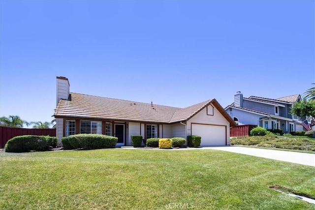 42205 Rubicon Cir, Temecula, CA 92591 - single story home with a garage, a tiled roof, concrete driveway, and a chimney