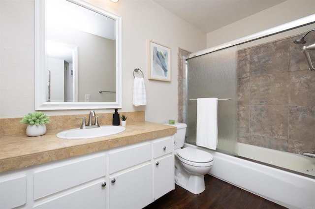 2535 Jefferson St Unit 10, Carlsbad, CA 92008 - full bath featuring vanity, bath / shower combo with glass door, and wood finished floors