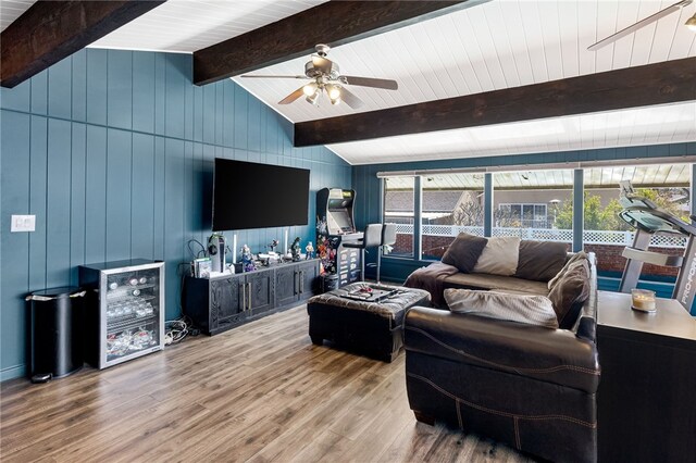 942 University Ave, Burbank, CA 91504 - living area featuring wood finished floors, ceiling fan, and wood walls