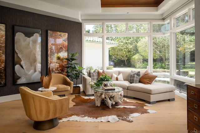 7888 Muirfield Way, Rancho Santa Fe, CA 92067 - sunroom / solarium with wood finished floors, healthy amount of natural light, and a tray ceiling